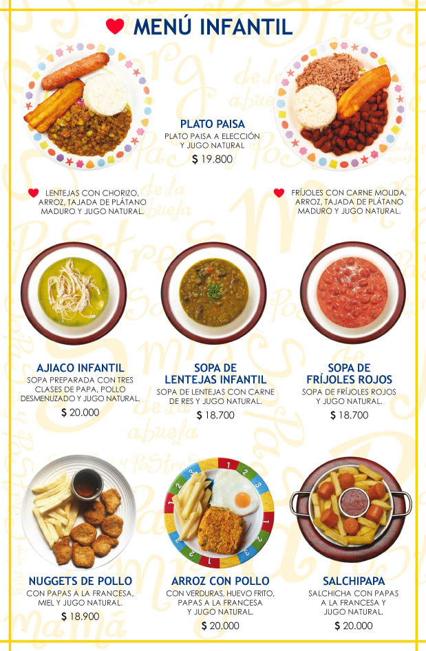 menu infantil